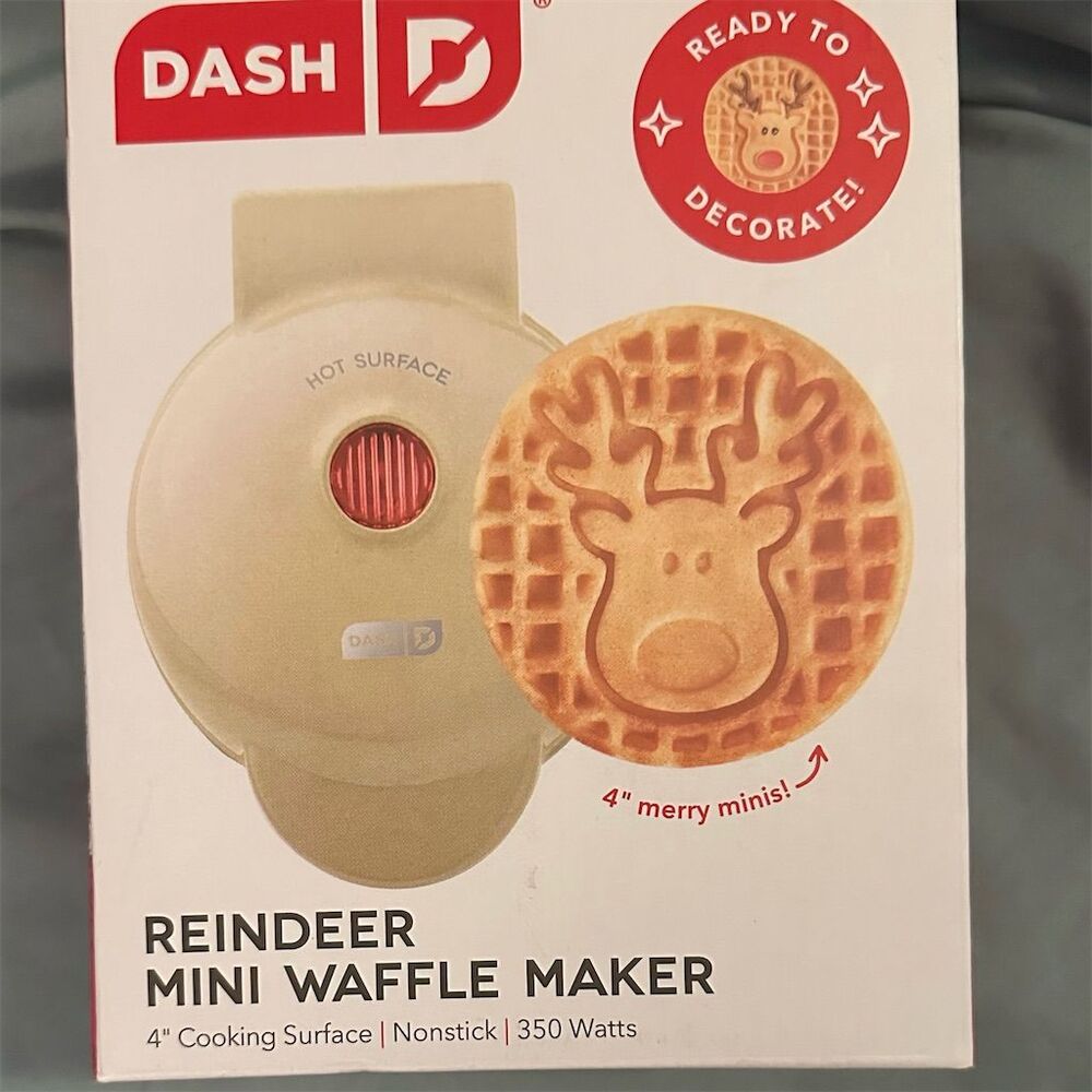 Dash Reindeer Mini Waffle Maker Multicolor Non-Stick Compact Electric